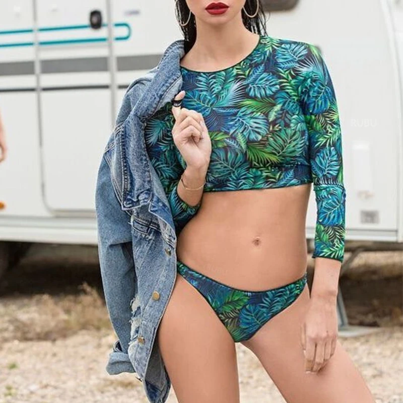 2020 Suit sexy Long swimwear Hollow push out up bathers Highcut top bikinis women sleeve Peachtan crop swimsuit print bathing
2020 Suit sexy Long swimwear Hollow push out up bathers Highcut top bikinis women sleeve Peachtan crop swimsuit print bathing