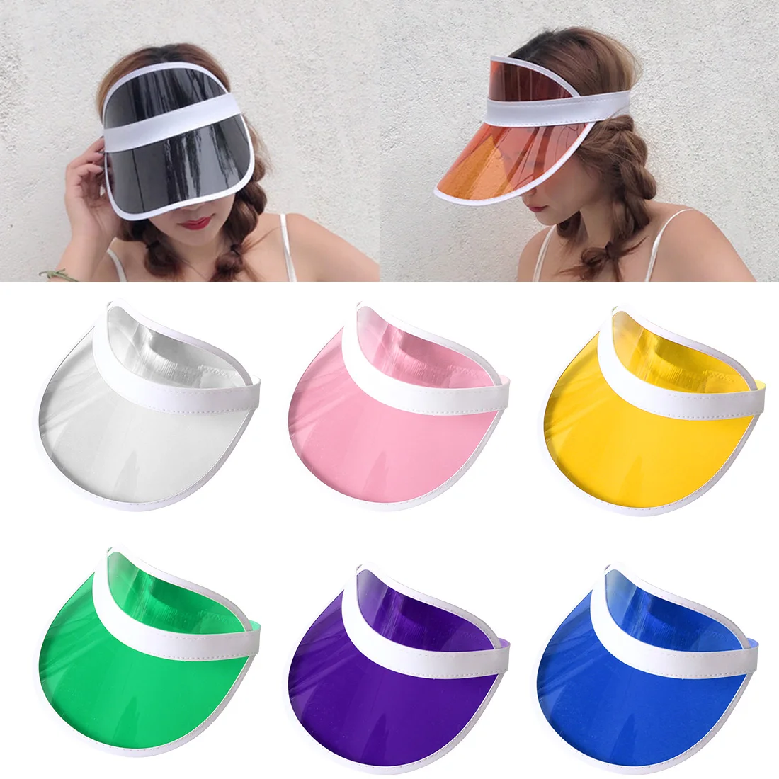 Summer Women Men Unisex Sun Hat Candy Color Transparent Empty Top Plastic PVC Sunshade Hat Visor Caps Bicycle Sunhat wholesale
Summer Women Men Unisex Sun Hat Candy Color Transparent Empty Top Plastic PVC Sunshade Hat Visor Caps Bicycle Sunhat wholesale