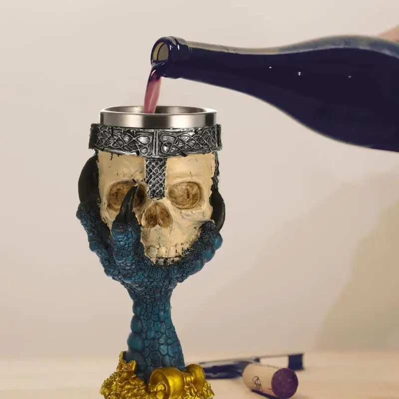 Coolest Gothic Wine Resin Skull Goblet With 3D Skeleton Dragon Retro Stainless Steel&Resin Wine Cup Cocktail Glasses Drinkware 
Coolest Gothic Wine Resin Skull Goblet With 3D Skeleton Dragon Retro Stainless Steel&Resin Wine Cup Cocktail Glasses Drinkware