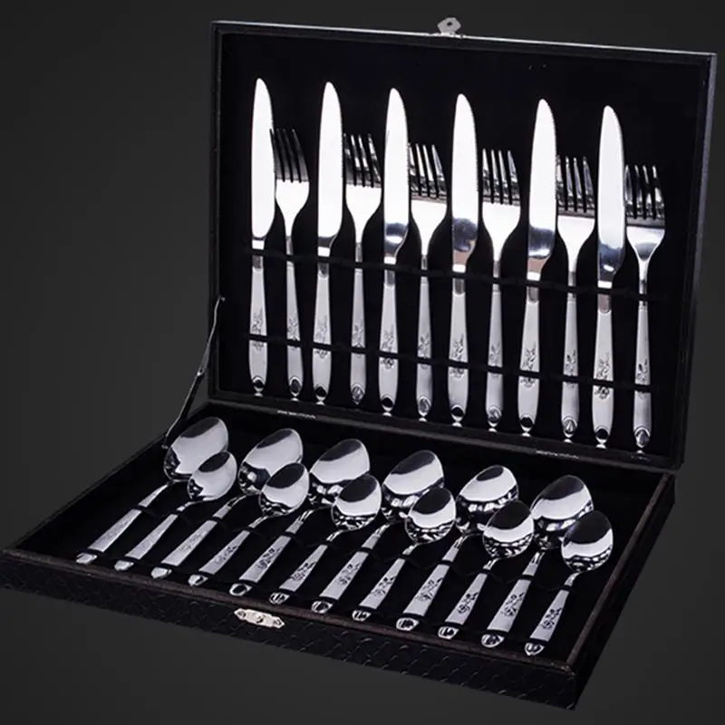 24PCS Nontoxic Flatware Set Pratical Safe Durable Dinnerware Knife Fork Tableware Stainless Steel Dinnerware
24PCS Nontoxic Flatware Set Pratical Safe Durable Dinnerware Knife Fork Tableware Stainless Steel Dinnerware