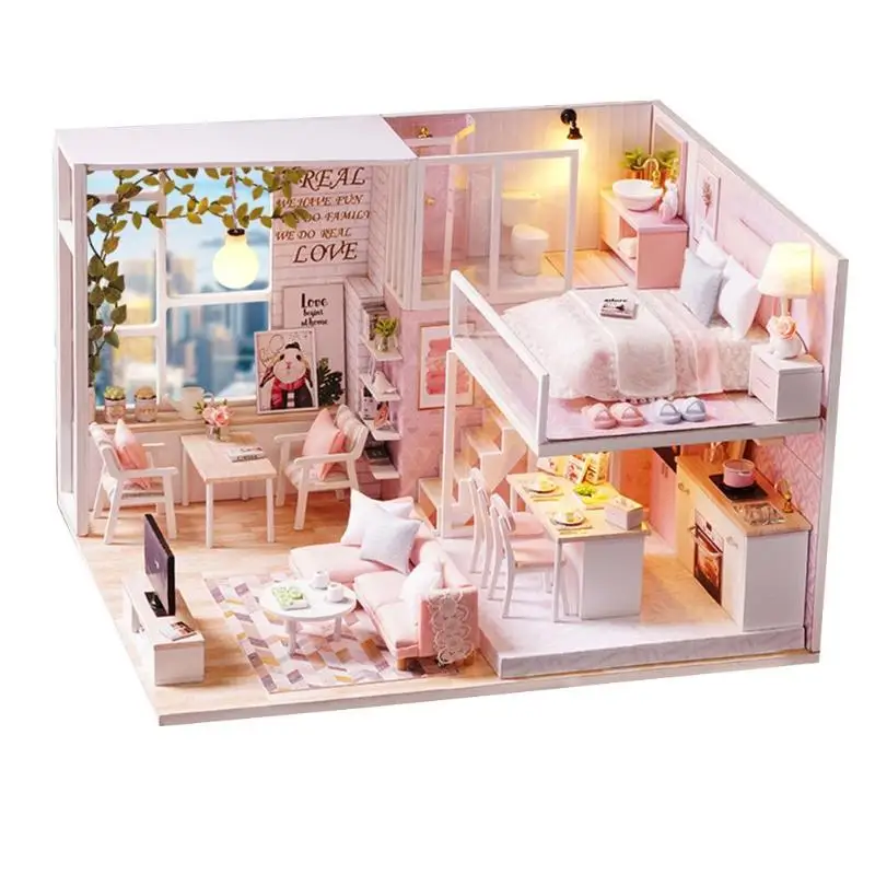 Sweet Cute Room Miniature DIY Dollhouse with Furnitures Wooden House Toys for Kids Children Gifts Brain Training
Sweet Cute Room Miniature DIY Dollhouse with Furnitures Wooden House Toys for Kids Children Gifts Brain Training