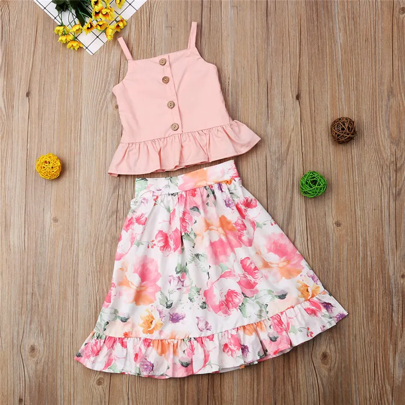 New Cute Toddler Kid Baby Girl Suits Gallus Strap Blouse Tops Floral Printed Skirt Outfits Set Casual Clothes
New Cute Toddler Kid Baby Girl Suits Gallus Strap Blouse Tops Floral Printed Skirt Outfits Set Casual Clothes