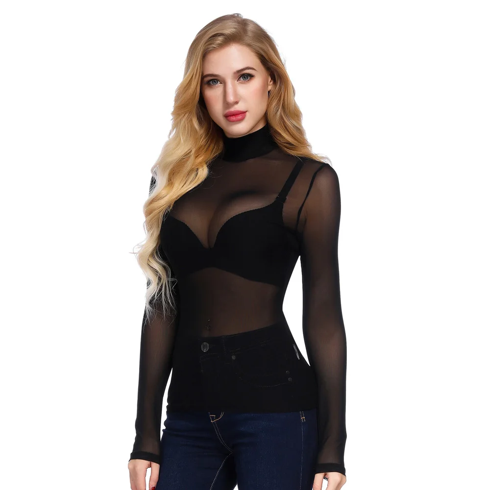 Lady t-shirt Spring summer solid color Turtleneck Mesh T-shirt See Through Tee Top black/ivory Sheer Casual tshirt lady clothing
Lady t-shirt Spring summer solid color Turtleneck Mesh T-shirt See Through Tee Top black/ivory Sheer Casual tshirt lady clothing