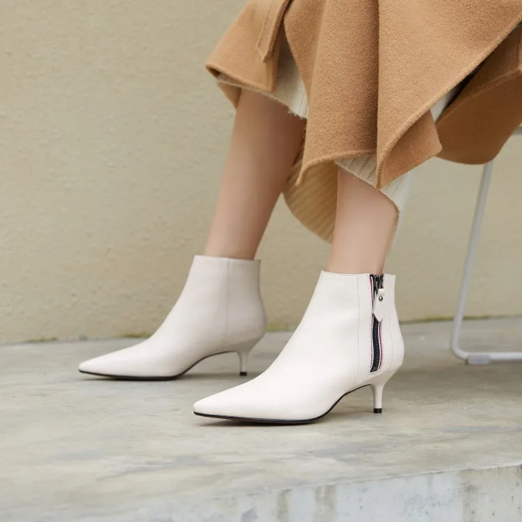 Elegant White Leather Kitten Heel Pointed Toe Ankle Boots Fashion European Design Dress Boots Formal Shoes Women
Elegant White Leather Kitten Heel Pointed Toe Ankle Boots Fashion European Design Dress Boots Formal Shoes Women