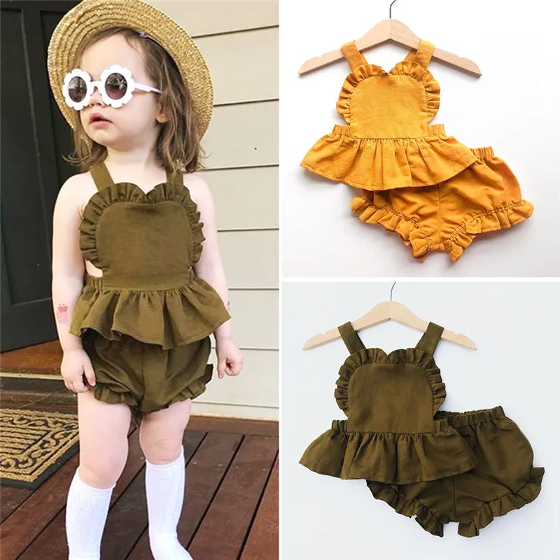 0-3Y Infant Kids Baby Girls Summer Cotton Clothes Outfits Sleelveless Ruffle Tops Vest Elastic Waist Shorts 2Pcs Solid Girl Sets
0-3Y Infant Kids Baby Girls Summer Cotton Clothes Outfits Sleelveless Ruffle Tops Vest Elastic Waist Shorts 2Pcs Solid Girl Sets