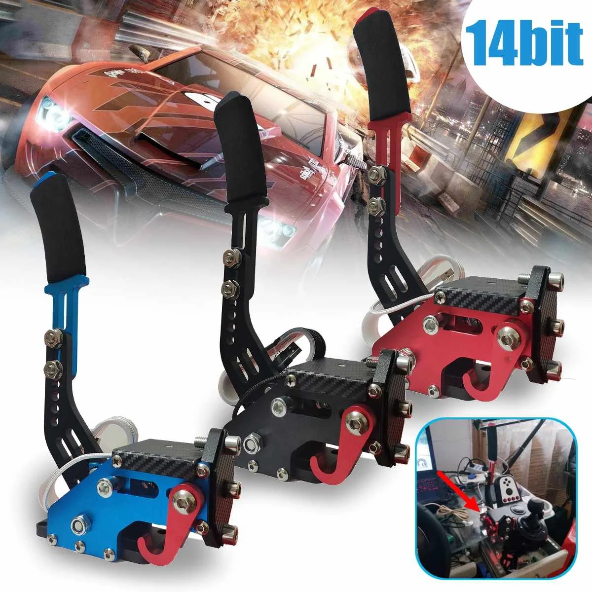 14bit Hall Sensor USB Handbrake SIM for Racing Games G25/27/29 T500 FANATECOSW DIRT RALLY
14bit Hall Sensor USB Handbrake SIM for Racing Games G25/27/29 T500 FANATECOSW DIRT RALLY