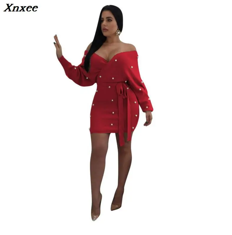 Xnxee 4 Colors Pearls Off Shoulder Bodycon Dress Women Wrap V Neck Backless Long Sleeve Mini Club Party Dress Casual Vestidos
Xnxee 4 Colors Pearls Off Shoulder Bodycon Dress Women Wrap V Neck Backless Long Sleeve Mini Club Party Dress Casual Vestidos