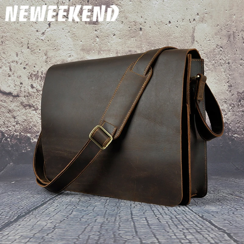 NEWEEKEND Retro Genuine Leather Cowhide Crazy Horse Small Messenger Shoulder Crossbody iPad Bag for Man A063
NEWEEKEND Retro Genuine Leather Cowhide Crazy Horse Small Messenger Shoulder Crossbody iPad Bag for Man A063