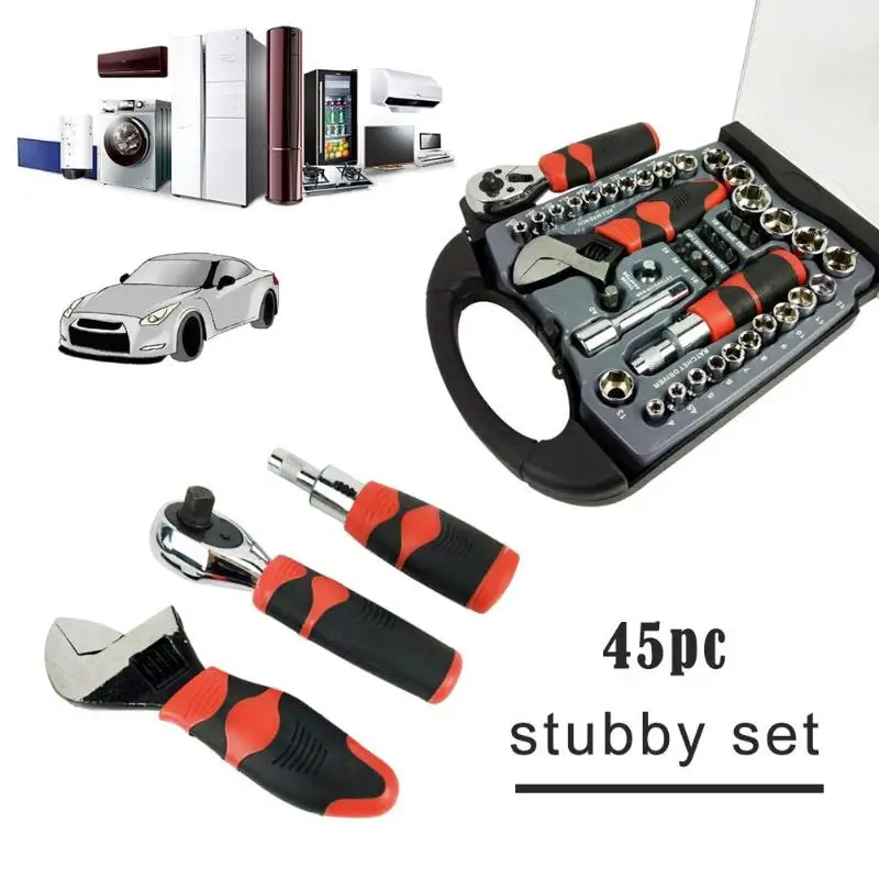 45pcs Driver Wrenches Car Bike Repair Hand Tool Screwdriver Adapters Stubby Ratchet Spanner Kit
45pcs Driver Wrenches Car Bike Repair Hand Tool Screwdriver Adapters Stubby Ratchet Spanner Kit