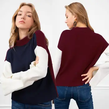 Women Turtleneck Cardigan Long Sleeve Women Sweater Patchwork Knitted Cardigan Top Knitwear Pullover
Women Turtleneck Cardigan Long Sleeve Women Sweater Patchwork Knitted Cardigan Top Knitwear Pullover