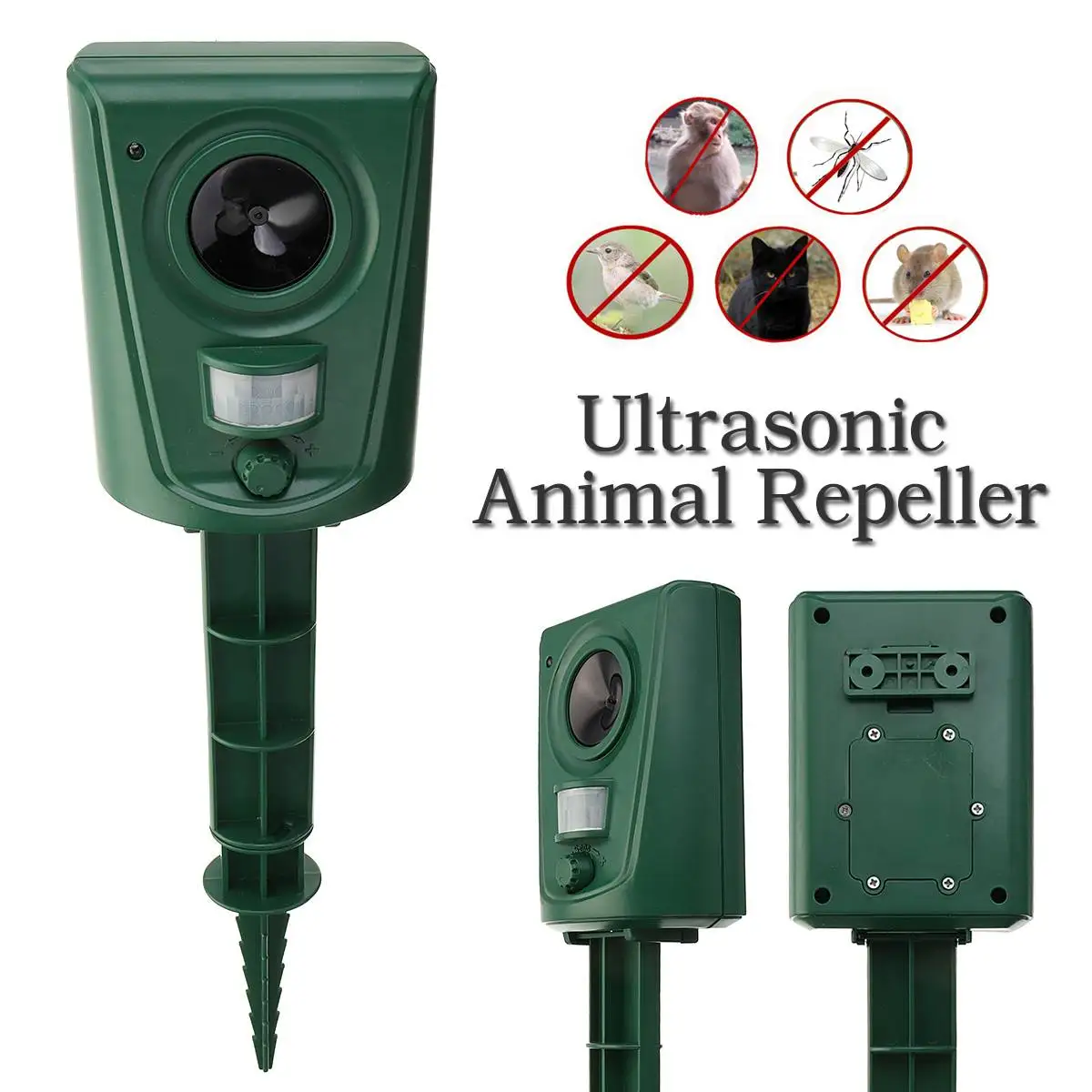 Ultrasonic Animal Repeller Dog Cat Bird Mouse 16-60KHZ Outdoor battery Power Animal Repellent for Chaser Battery Operated
Ultrasonic Animal Repeller Dog Cat Bird Mouse 16-60KHZ Outdoor battery Power Animal Repellent for Chaser Battery Operated