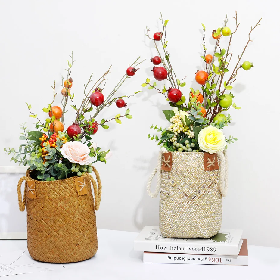 Seagrass Flower Basket+ Artificial Flowers Pomegranate Bouquet Berries Rose Silk Flower Wedding Home Living Room Decoration
Seagrass Flower Basket+ Artificial Flowers Pomegranate Bouquet Berries Rose Silk Flower Wedding Home Living Room Decoration
