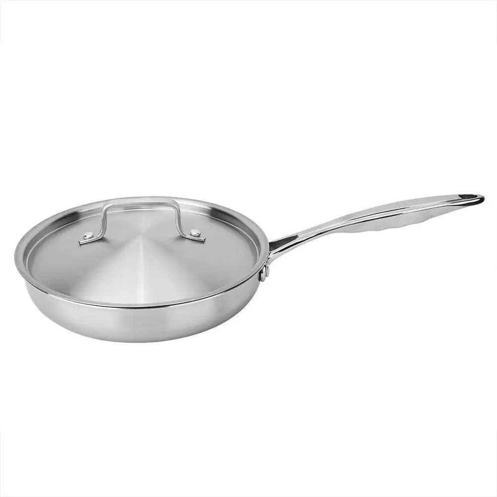 304/403 Stainless Steel Three Layer Flat Non-stick Frying Pan 24cm with Pot Cover
304/403 Stainless Steel Three Layer Flat Non-stick Frying Pan 24cm with Pot Cover