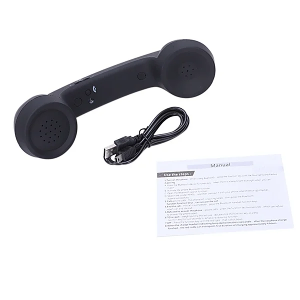 

Bluetooth Mic Headphones Black Retro Phone Handset Mic Speaker Phone Call Receiver-Black