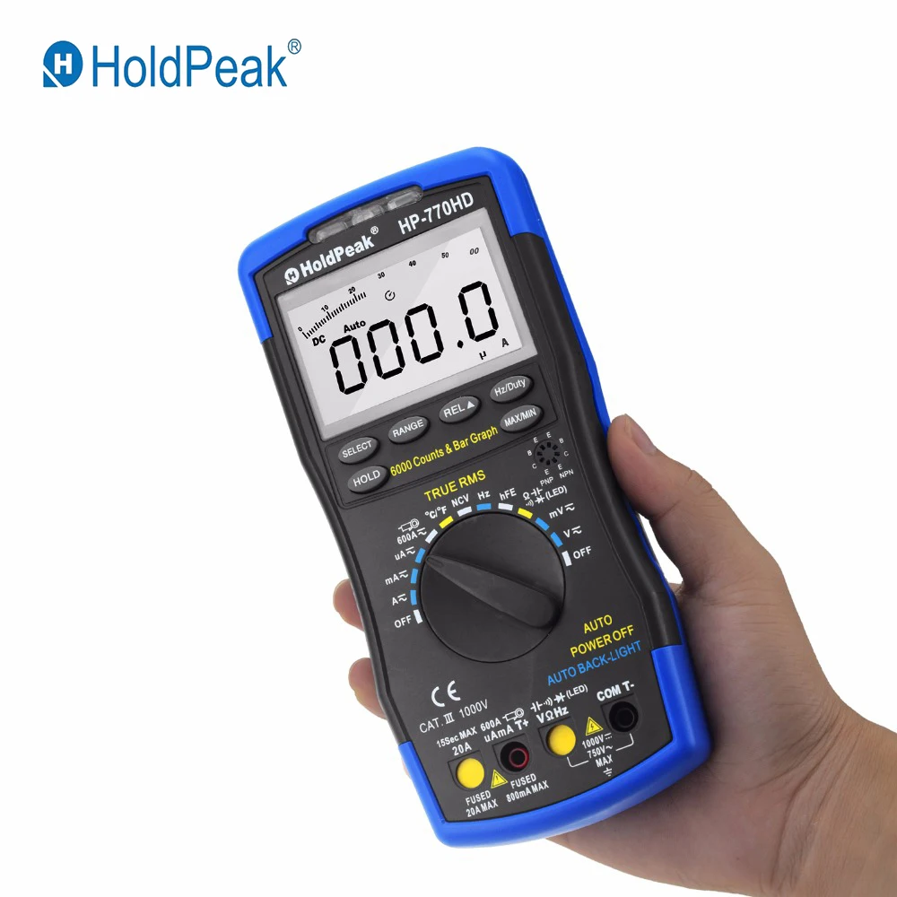 HoldPeak HP 770HD Цифровой мультиметр Autorange True RMS AC/DC Напряжение Частота сопротивление