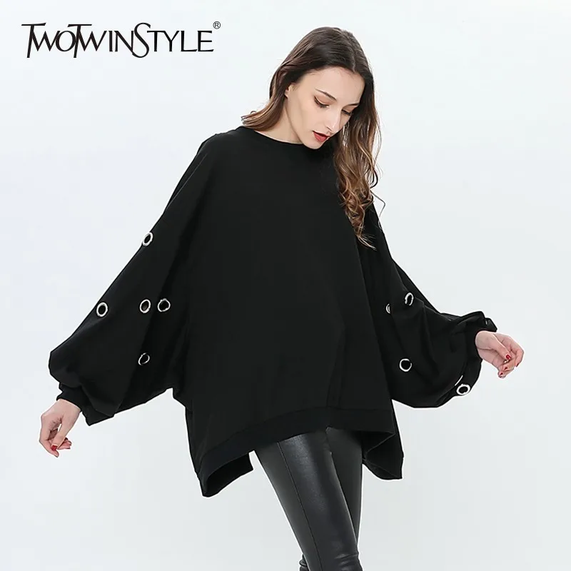 TWOTWINSTYLE Hollow Out Pullover Top Female O Neck Batwing Long Sleeve Oversized Sweatshirt For Women 2019 Spring Casual Fashion
TWOTWINSTYLE Hollow Out Pullover Top Female O Neck Batwing Long Sleeve Oversized Sweatshirt For Women 2019 Spring Casual Fashion