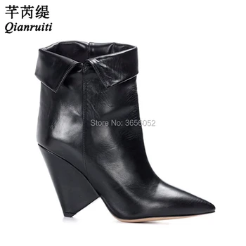 Qianruiti Zapatos Mujer Fashion Autumn Shoes Plain Leather/ Suede Black Red Women Booties High Slanted Heel Slip On Ankle Boots
Qianruiti Zapatos Mujer Fashion Autumn Shoes Plain Leather/ Suede Black Red Women Booties High Slanted Heel Slip On Ankle Boots