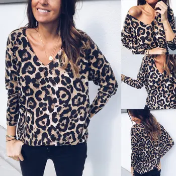 Women V-Neck Leopard Printed Long Sleeve Blouse Tops Ladies Casual Loose Shirt Top Autumn Clothes
Women V-Neck Leopard Printed Long Sleeve Blouse Tops Ladies Casual Loose Shirt Top Autumn Clothes