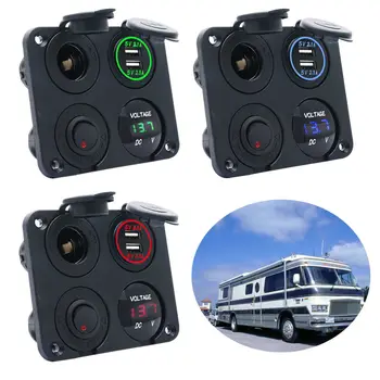 4.2A 4Way Dual USB Charger Voltmeter Cigarette Lighter Socket Panel Boat Blue/Green/Red
4.2A 4Way Dual USB Charger Voltmeter Cigarette Lighter Socket Panel Boat Blue/Green/Red