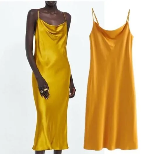 2019 New Year Party Dress Women Yellow Color Strappy Long Dress Cowl Neck Cocktail Satin Dresses
2019 New Year Party Dress Women Yellow Color Strappy Long Dress Cowl Neck Cocktail Satin Dresses