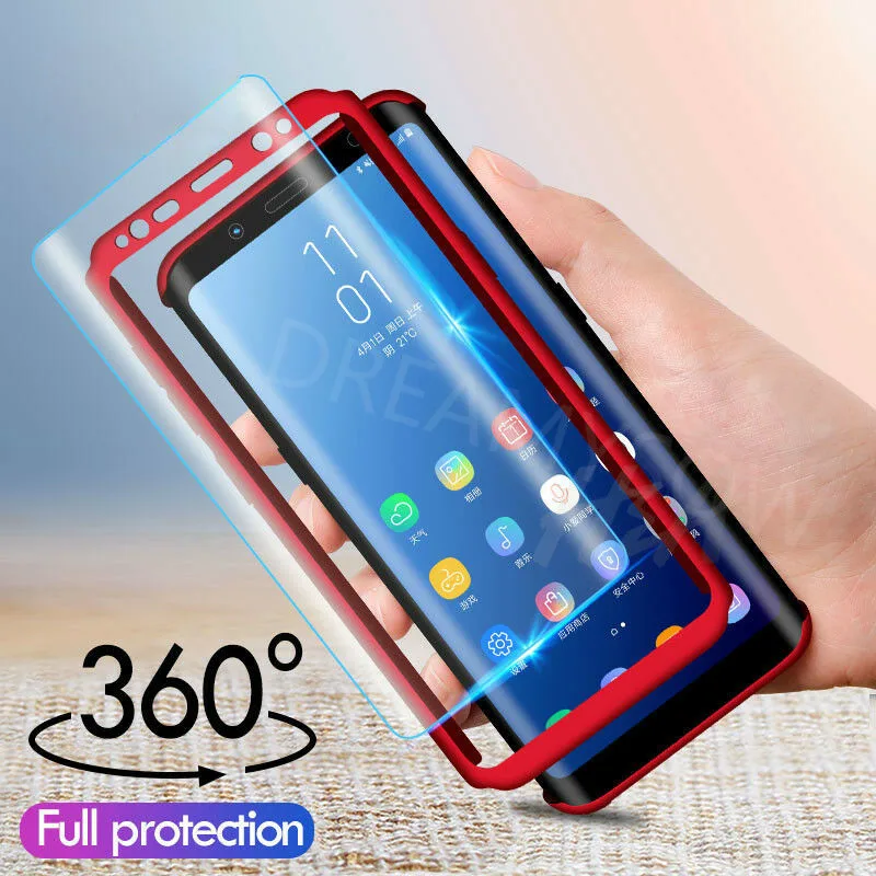 

360 Degree Full Protective Phone Case For Huawei Y7 Y6 Pro PSmart 2019 Mate20 P20 P30 Lite Pro Honor 7A 7C 8A 8C Case With Glass