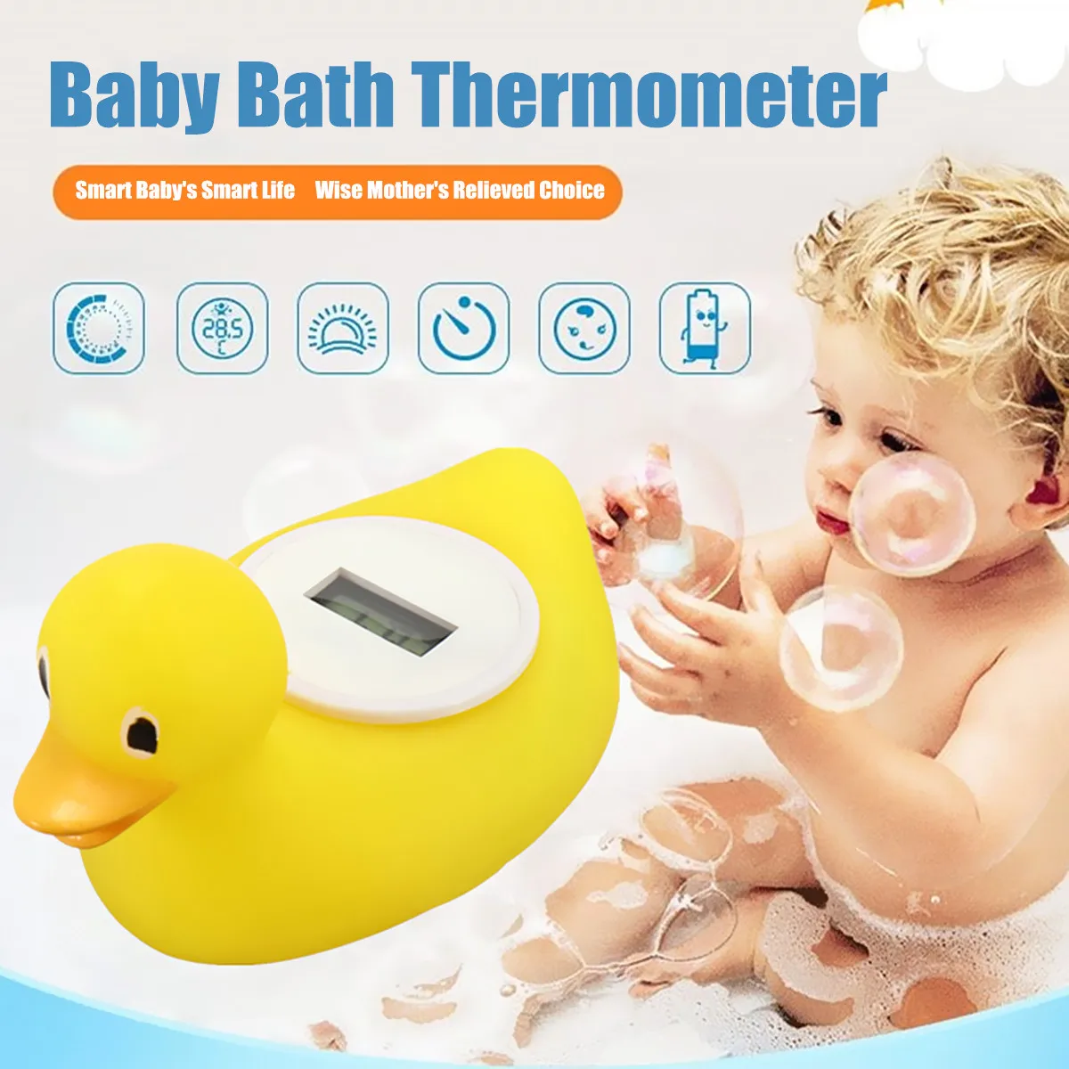 Thermometer with Baby Bath Duck Toy Waterproof LCD Screen Safe Material Build-in Batteries Water Temperature Range DC-10 to 50
Thermometer with Baby Bath Duck Toy Waterproof LCD Screen Safe Material Build-in Batteries Water Temperature Range DC-10 to 50