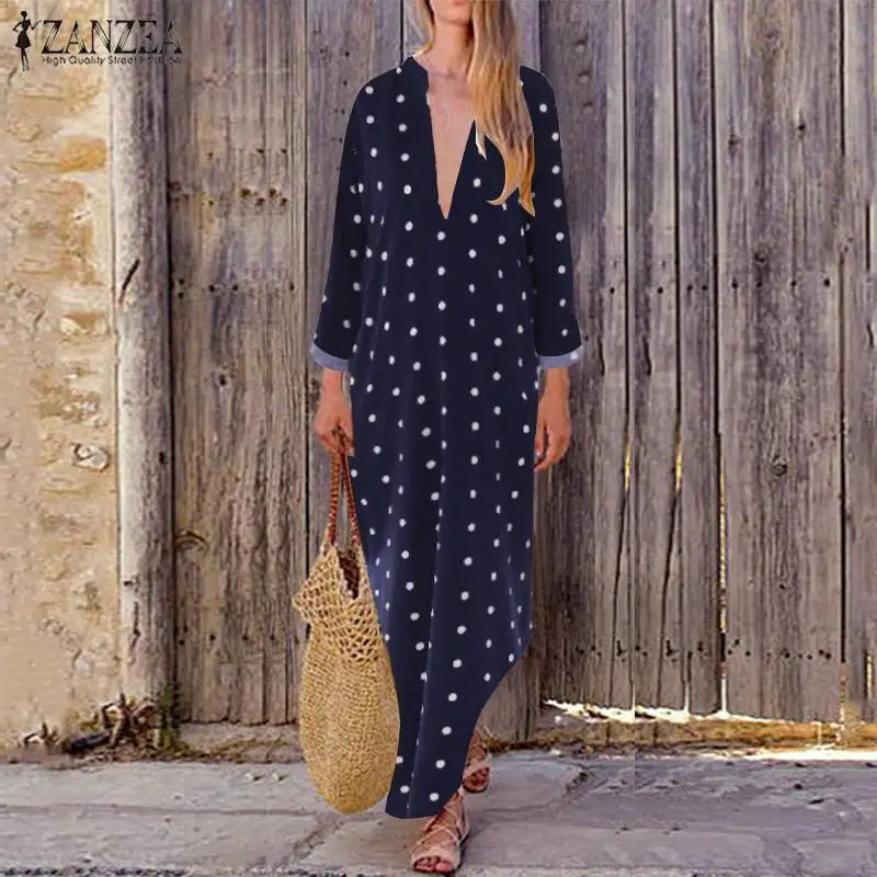 2019 ZANZEA Bohemian Women Summer V neck Polka Dot Dress Femme Printed Maxi Long Vestido Robe Long Sleeve Split Hem Sundress 5XL
2019 ZANZEA Bohemian Women Summer V neck Polka Dot Dress Femme Printed Maxi Long Vestido Robe Long Sleeve Split Hem Sundress 5XL