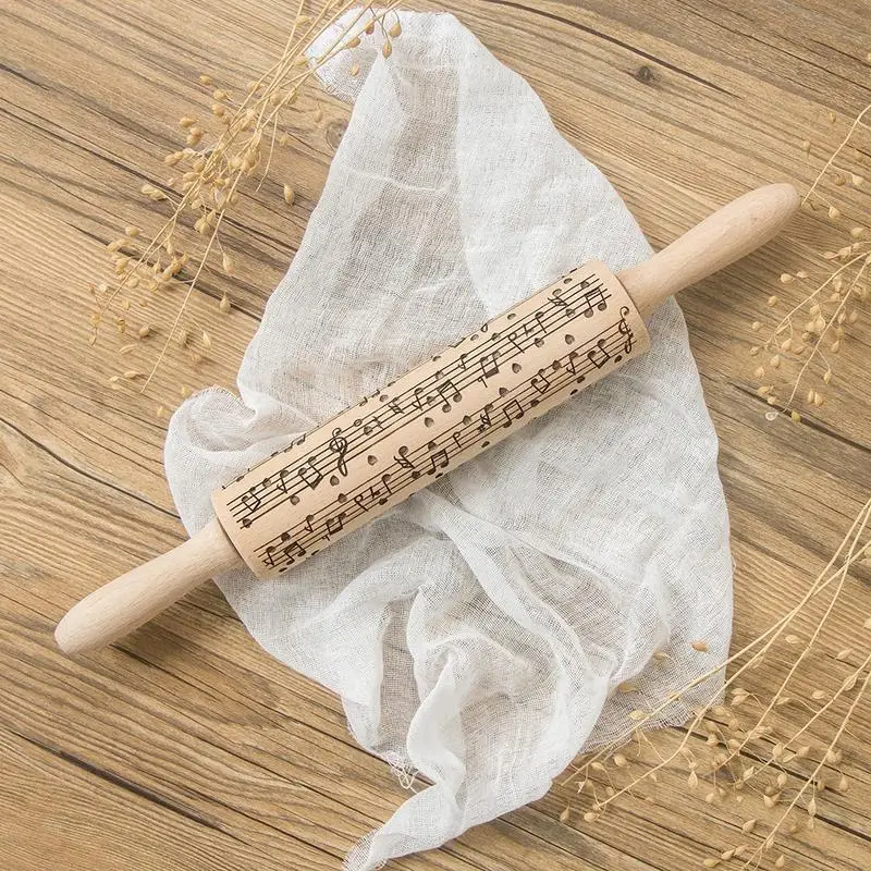 Creative New Musical Notes Wooden Rolling Pin Embossing Baking Cookies Noodle Biscuit Fondant Cake Eucalyptus Patterned Roller
Creative New Musical Notes Wooden Rolling Pin Embossing Baking Cookies Noodle Biscuit Fondant Cake Eucalyptus Patterned Roller