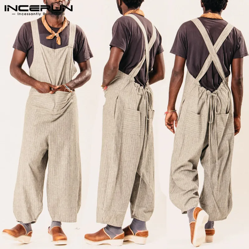 INCERUN Casual Loose Men Jumpsuit Striped Overalls Wide Leg Pants Loose Strap Pockets Trousers Men Streetwear Plus Size Harajuku
INCERUN Casual Loose Men Jumpsuit Striped Overalls Wide Leg Pants Loose Strap Pockets Trousers Men Streetwear Plus Size Harajuku