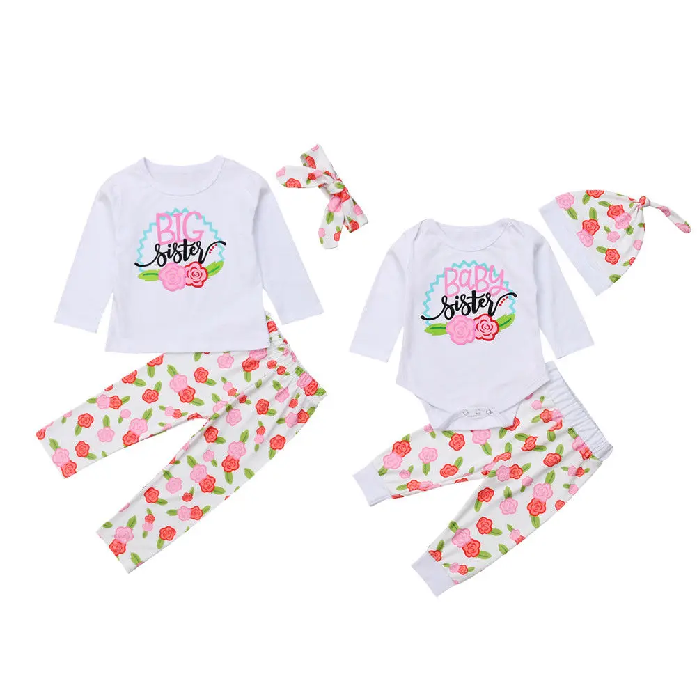 Baby Kids Girls Little Big Sister Cotton Clothes Jumpsuit Long Sleeve Romper T shirt Floral Pants Headband Outfits Set
Baby Kids Girls Little Big Sister Cotton Clothes Jumpsuit Long Sleeve Romper T shirt Floral Pants Headband Outfits Set