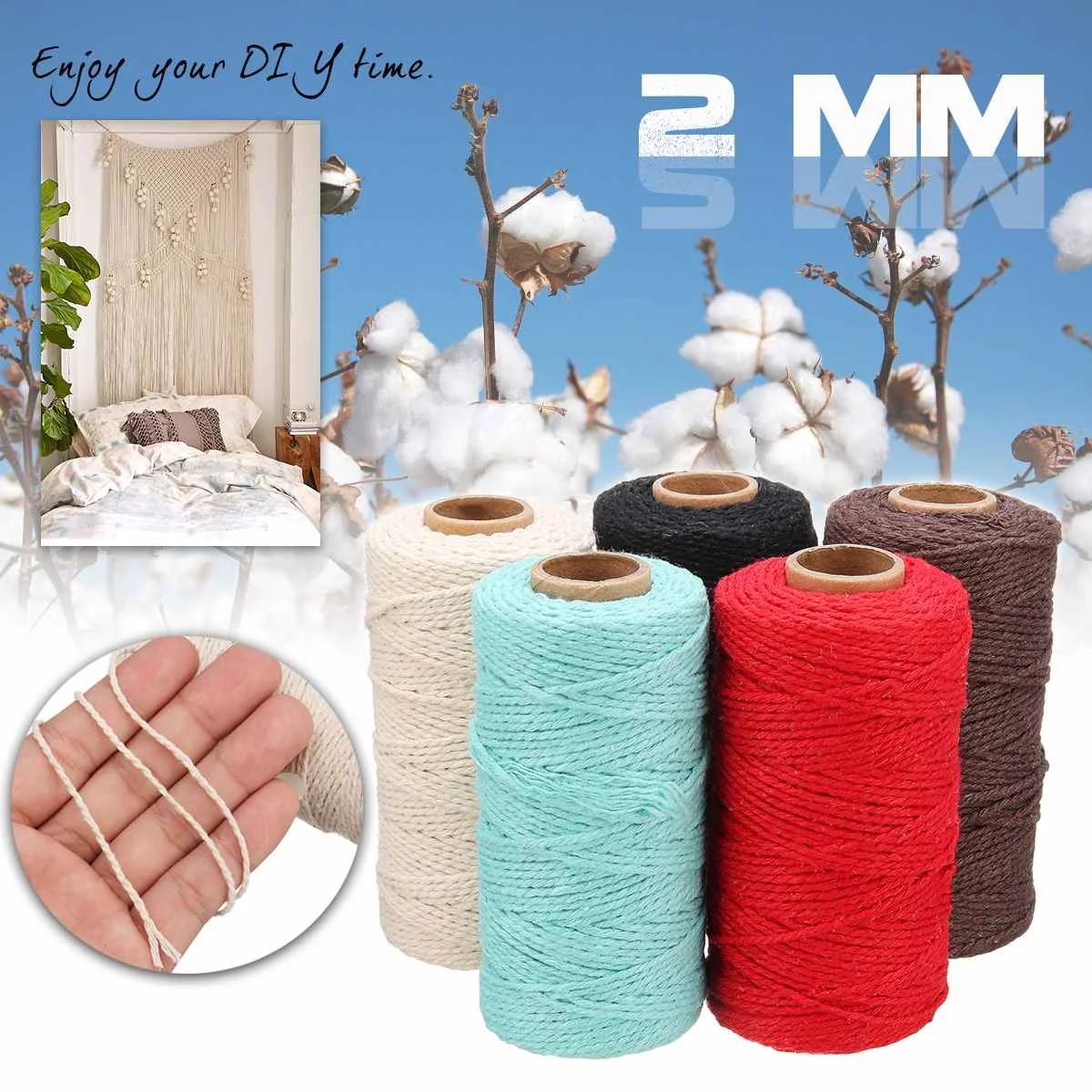 Cotton Cords Sewing Thread String Twisted Macrame Cord 100m Long/100 Yards DIY Wedding Decor Supply Handmade Rope Craft
Cotton Cords Sewing Thread String Twisted Macrame Cord 100m Long/100 Yards DIY Wedding Decor Supply Handmade Rope Craft
