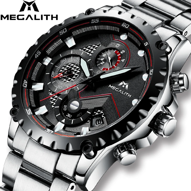 MEGALITH Men's Watch Top Brand Luxury Chronograph Military Sports Quartz Watches Business For Men Stainless steel Strap Clock
MEGALITH Men's Watch Top Brand Luxury Chronograph Military Sports Quartz Watches Business For Men Stainless steel Strap Clock