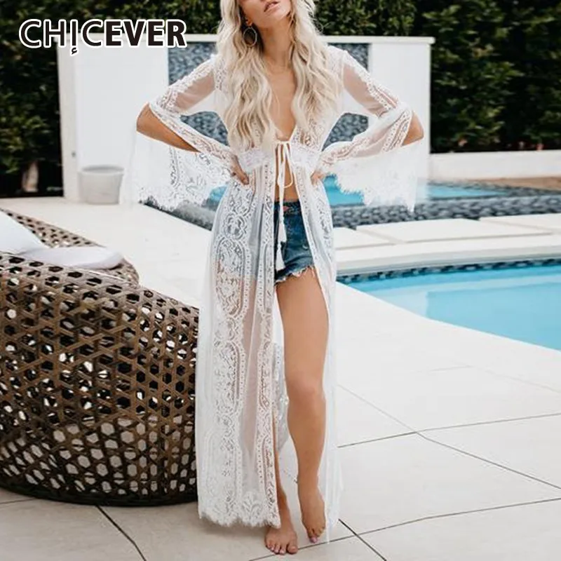 CHICEVER Summer Beach Style Lace Hollow Out White Women Shirt V Neck Open Stitch Lace Up Slim Long Female Blouse 2019 Fashion
CHICEVER Summer Beach Style Lace Hollow Out White Women Shirt V Neck Open Stitch Lace Up Slim Long Female Blouse 2019 Fashion
