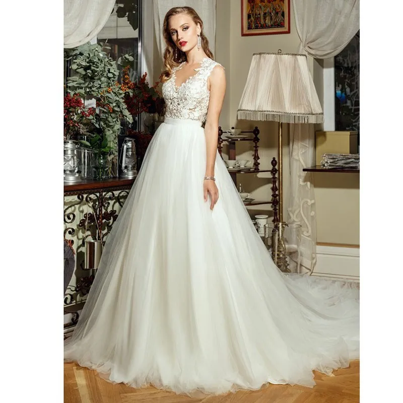 Eightale Wedding dress 2019 Appliques O Neck Bride Dress Button Back Tulle Vintage Wedding Gowns with Small Train robe de mariee
Eightale Wedding dress 2019 Appliques O Neck Bride Dress Button Back Tulle Vintage Wedding Gowns with Small Train robe de mariee