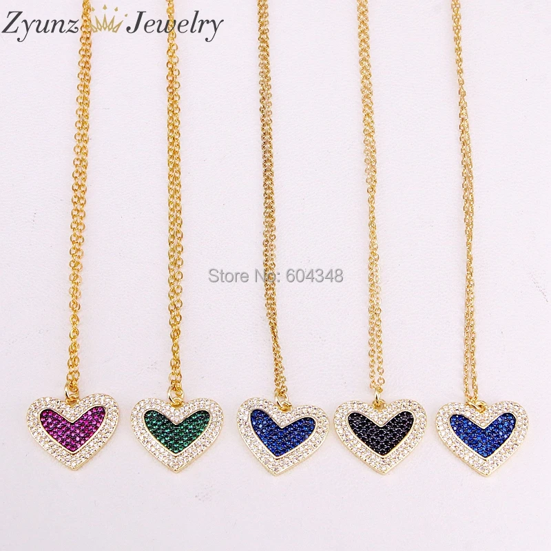 5 Strands ZYZ320-7022 Crystal Zirconia Heart Pendant Necklace, Pave Multi-color CZ Heart Pendant, Pave CZ Heart Pendant Chain
5 Strands ZYZ320-7022 Crystal Zirconia Heart Pendant Necklace, Pave Multi-color CZ Heart Pendant, Pave CZ Heart Pendant Chain