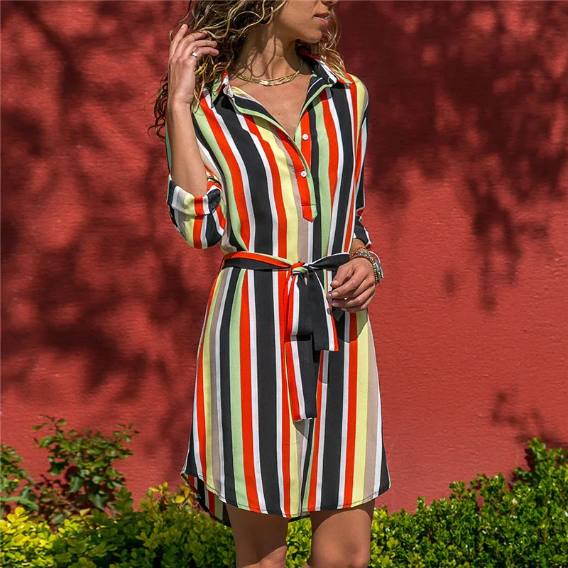2019 Fashion Summer Dress Women Lapel Wave Stripe Print Dresses Long Sleeve Bandage Evening Party Casual Beach Dress Female
2019 Fashion Summer Dress Women Lapel Wave Stripe Print Dresses Long Sleeve Bandage Evening Party Casual Beach Dress Female