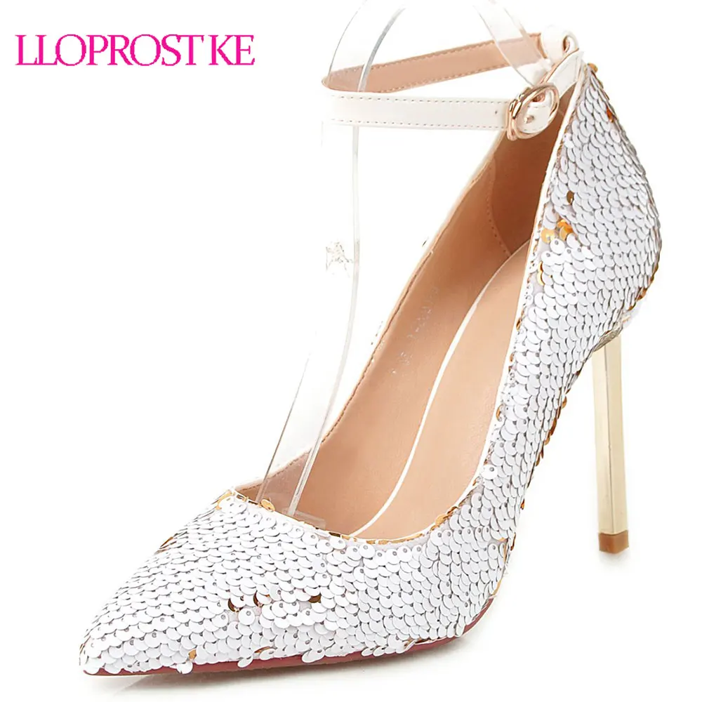 Lloprost ke 2019 Spring Ankle Strap Bride Wedding Shoes Sexy Thin High Heels Pumps Silver Glitter Bling Pointed Toe Stilettos 
Lloprost ke 2019 Spring Ankle Strap Bride Wedding Shoes Sexy Thin High Heels Pumps Silver Glitter Bling Pointed Toe Stilettos