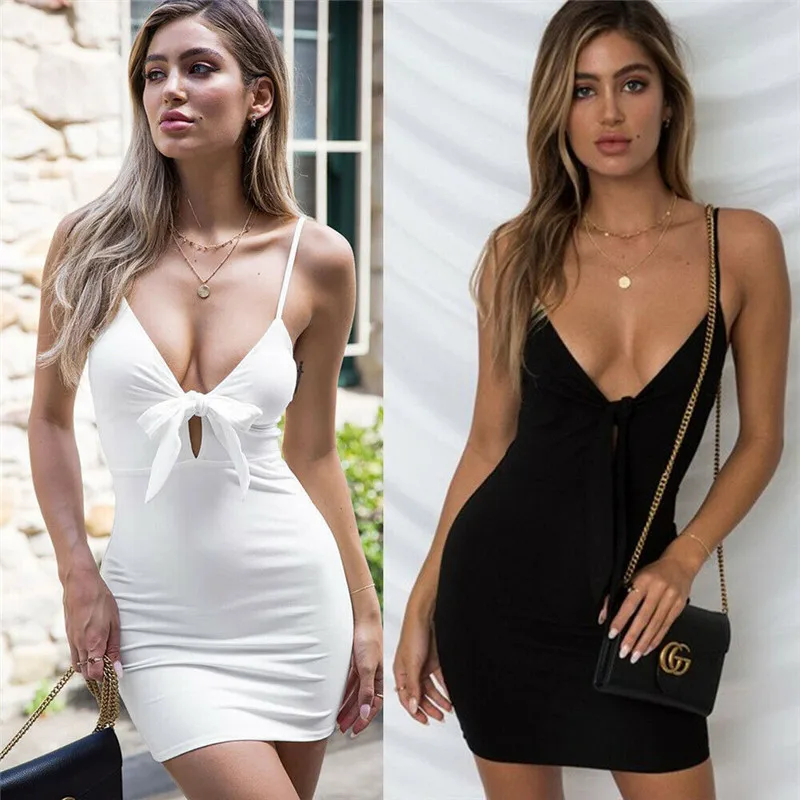 Summer Women's Deep V Bodycon Dress Evening Party Club Mini Dresses Lady Sleeveless Strap Low-cut Dresses Solid Skinny Dress
Summer Women's Deep V Bodycon Dress Evening Party Club Mini Dresses Lady Sleeveless Strap Low-cut Dresses Solid Skinny Dress