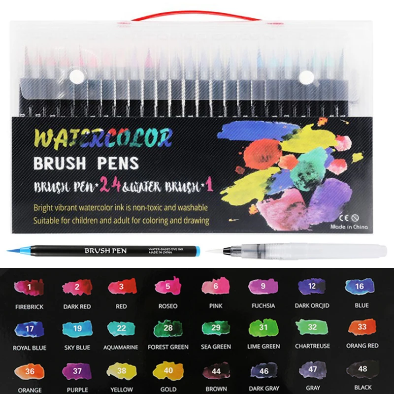 24Pcs Marker Brush Pen New Marker Brush Pens & Water Brush Watercolor Calligraphy 24 colors Marker Pen
24Pcs Marker Brush Pen New Marker Brush Pens & Water Brush Watercolor Calligraphy 24 colors Marker Pen