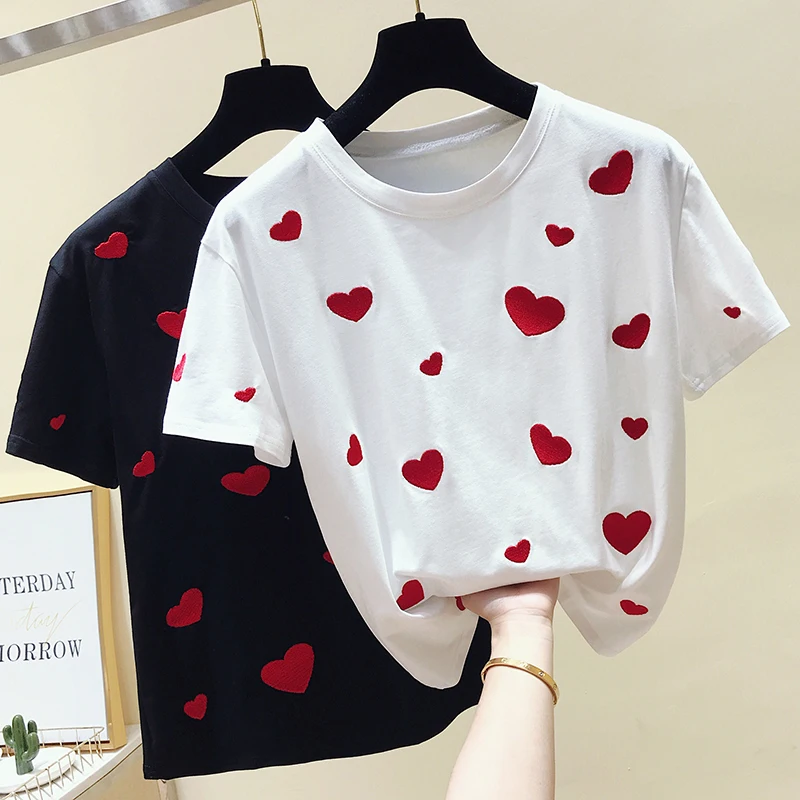 New Harajuku Love Embroidery Women T-shirts Casual Tee Tops Summer Short Sleeve Female T shirt Women outfits with jean skirts
New Harajuku Love Embroidery Women T-shirts Casual Tee Tops Summer Short Sleeve Female T shirt Women outfits with jean skirts