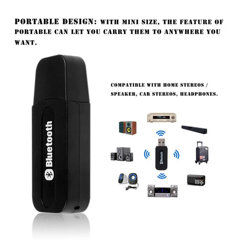 USB Wireless Bluetooth Music Stereo Receiver Adapter AMP Dongle Audio Aux Car Speaker 3.5mm Receiver Mini Blue Tooth Transmiter
USB Wireless Bluetooth Music Stereo Receiver Adapter AMP Dongle Audio Aux Car Speaker 3.5mm Receiver Mini Blue Tooth Transmiter