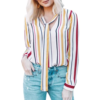Women Autumn Mustard Royal Blue Multiple Striped Pussycat Bow Top V-Neck Casual Blouse Female Shirt
Women Autumn Mustard Royal Blue Multiple Striped Pussycat Bow Top V-Neck Casual Blouse Female Shirt