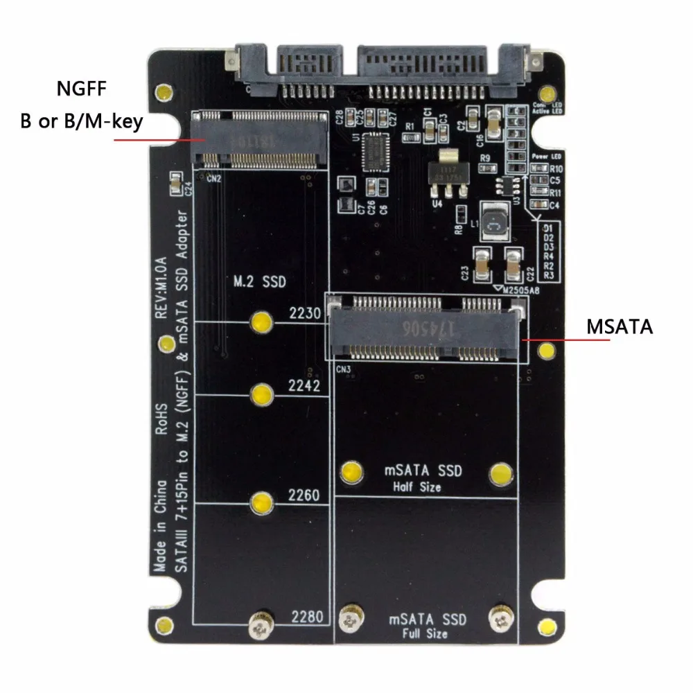 Cablecc SATA 22Pin to Combo M.2 NGFF B-key & mSATA SSD Adapter Converter Case Enclosure
Cablecc SATA 22Pin to Combo M.2 NGFF B-key & mSATA SSD Adapter Converter Case Enclosure