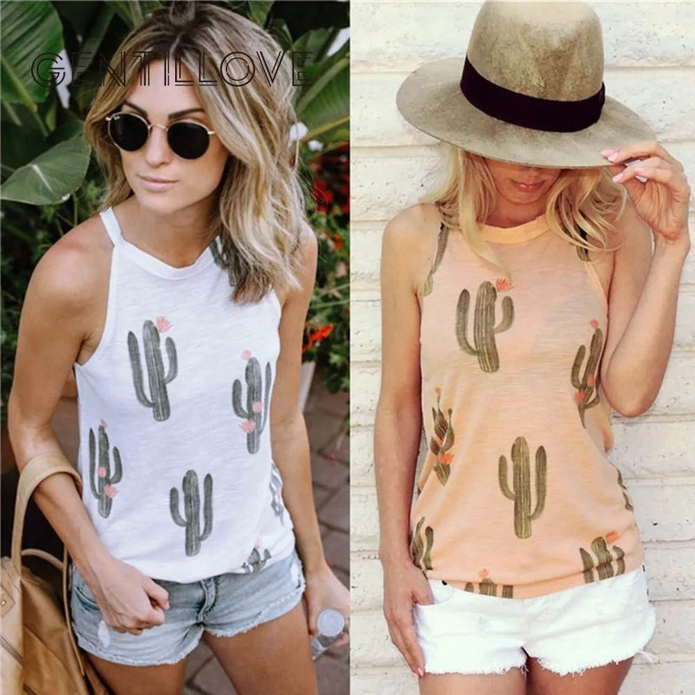 Gentillove Women Summer Sleeveless Cactus Print Tanks Fashion Woman Tops Ladies Loose Tee Female Boho Shirt 2019 New Style
Gentillove Women Summer Sleeveless Cactus Print Tanks Fashion Woman Tops Ladies Loose Tee Female Boho Shirt 2019 New Style