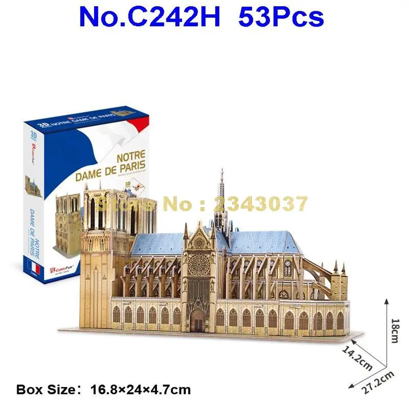 Cubicfun C242H 53pcs World Famous Architecture Notre Dame de Paris DIY 3D Paper Puzzle Model
Cubicfun C242H 53pcs World Famous Architecture Notre Dame de Paris DIY 3D Paper Puzzle Model