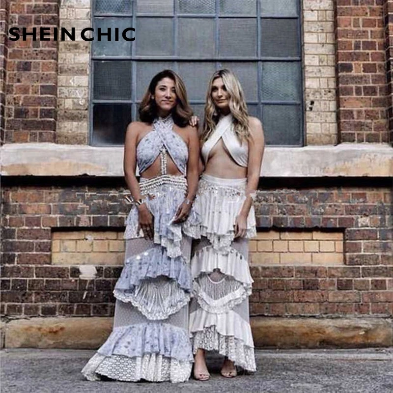 2019 Bohemian Summer Vocation Beach Party Women Two piece set Slash Neck Backless Tops+Long Lace Cake Skirt Women's sets suits
2019 Bohemian Summer Vocation Beach Party Women Two piece set Slash Neck Backless Tops+Long Lace Cake Skirt Women's sets suits