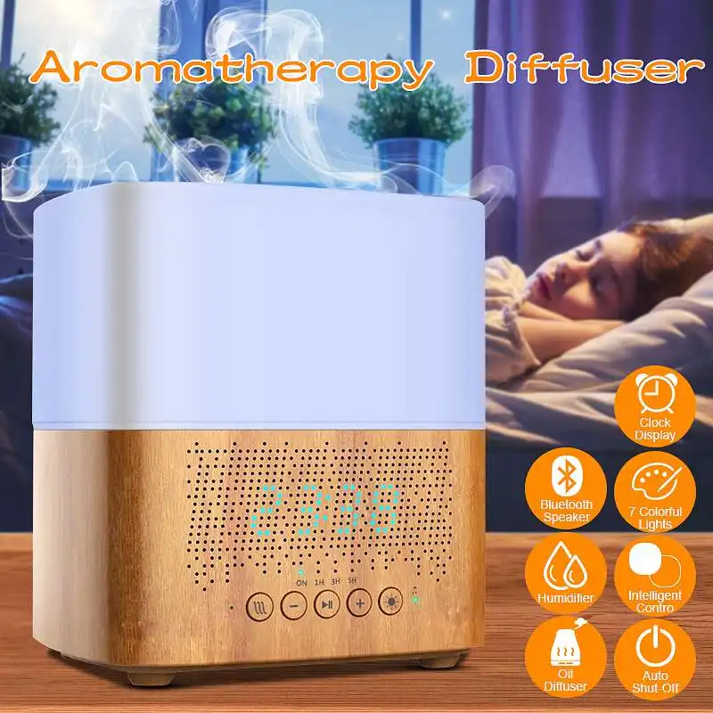 300ml Ultrasonic Aromatherapy Essential Oil Diffuser Air Humidifier Music Speaker LED Night Light Alarm Clock 7 Color Changing
300ml Ultrasonic Aromatherapy Essential Oil Diffuser Air Humidifier Music Speaker LED Night Light Alarm Clock 7 Color Changing