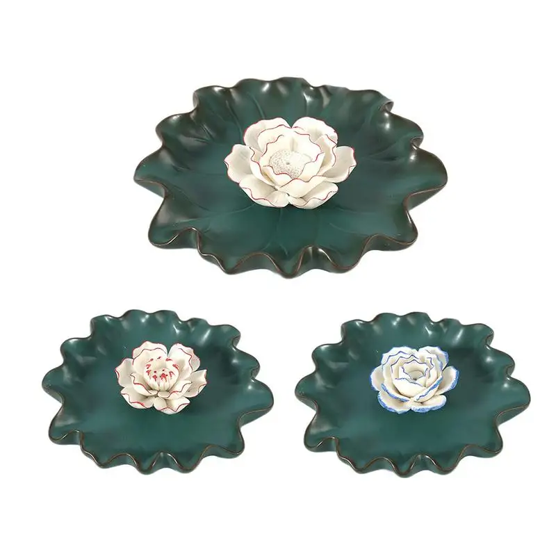 Lotus Leaf Ceramic Incense Burner Incense Board Pedestal Hand-woven Flowers Simple Home Office Decoration 2019 New
Lotus Leaf Ceramic Incense Burner Incense Board Pedestal Hand-woven Flowers Simple Home Office Decoration 2019 New