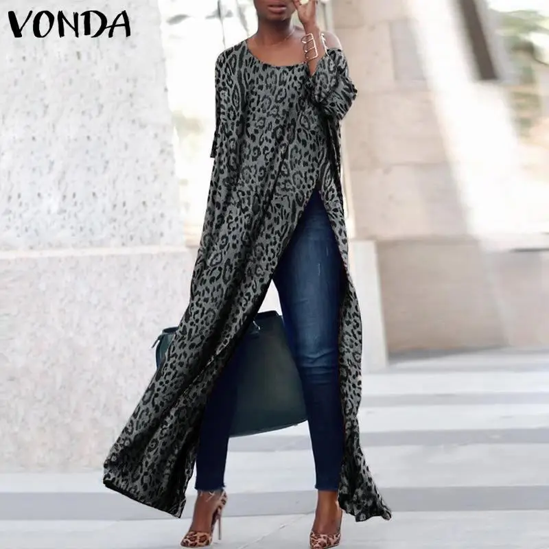 VONDA Women Leopard Print Dress 2019 Autumn Long Sleeve O Neck Sexy Split Maxi Long Dresses Casual Loose Plus Size Vestidos
VONDA Women Leopard Print Dress 2019 Autumn Long Sleeve O Neck Sexy Split Maxi Long Dresses Casual Loose Plus Size Vestidos