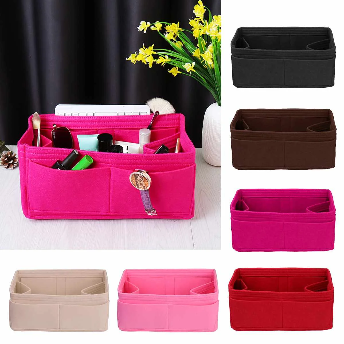 Portable Felt Insert Makeup Organizer 6 Colors Desktop Cosmetics Storage Bag Handbag Inner Divider Multi Pockets Holder
Portable Felt Insert Makeup Organizer 6 Colors Desktop Cosmetics Storage Bag Handbag Inner Divider Multi Pockets Holder